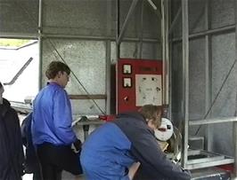 Ryan pedals hard to pump water up to the high tank at the Centre for Alternative Technology, Machynlleth